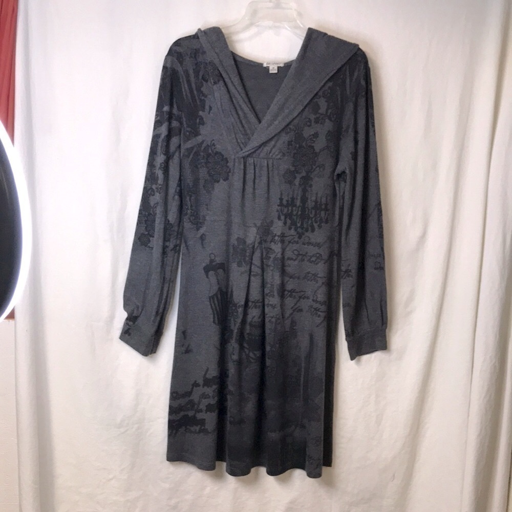 Db Sport Women’s Dress With Hoodie Gray Black Sweatshirt Material Size M Fall